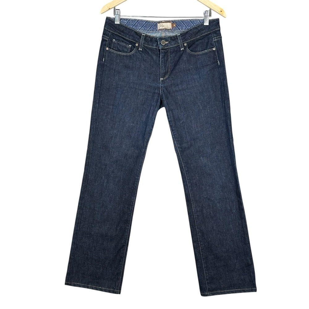 Paige Melrose Straight Leg Pants Jeans 30 Women's Low Rise Stretch Dark Wash